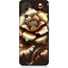 Huawei Honor 90 Uyumlu Altın Işıklı Zarif Çiçek  Desenli Silikon Kılıf