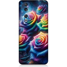 Huawei Honor 90 Uyumlu Gökkuşağı Güllerin Patlaması  Desenli Silikon Kılıf