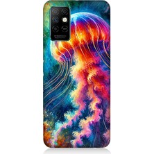 Infinix Note 8i Uyumlu Renkli Denizanası Derinlikte  Desenli Silikon Kılıf