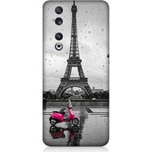 Huawei Honor 90 Uyumlu Yağmurda Eyfel ve Scooter  Desenli Silikon Kılıf