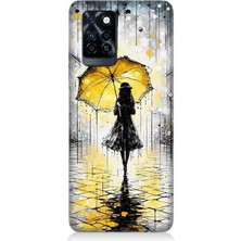 Infinix Note 10 Pro Uyumlu Yağmurda Sarı Şemsiye Altında  Desenli Silikon Kılıf