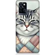 Infinix Note 10 Pro Uyumlu Yamalı Sevimli Kedi  Desenli Silikon Kılıf