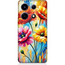 Infinix Note 30 Vip Uyumlu Bahar Esintisinde Renkli Papatyalar  Desenli Silikon Kılıf