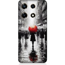 Infinix Note 30 Pro Uyumlu Kırmızı Şemsiyeli Yalnızlık  Desenli Silikon Kılıf