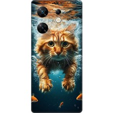Infinix Zero 30 4g Uyumlu Suda Yüzen Kedi  Desenli Silikon Kılıf
