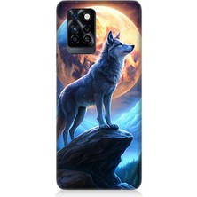 Infinix Note 10 Pro Uyumlu Geceye Uluyan Yalnızlık  Desenli Silikon Kılıf