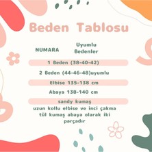 Kadın Tesettür Uzun Kollu Abaya Elbise & Inci Çakma Tül