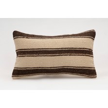 El Yapımı Kilimden Yapılmış Vintage Kırlent Kılıfı, Yün, 30X50 cm