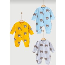 Sevimli Ayıcık Baskılı3'lü Set Unisex Bebek Tulum