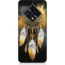 Infinix Zero 8 Uyumlu Siyaha Altın Düş Kapanı  Desenli Silikon Kılıf