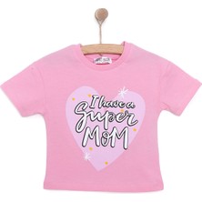 Hellobaby Kız Bebek Tişört Bisiklet Yaka Kısa Kol Pembe