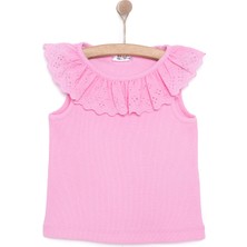 Hellobaby Kız Bebek Bluz Romantic Garden Bebe Yaka Atlet Kol Pembe