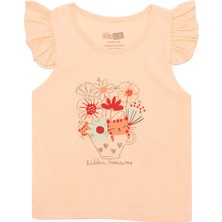 Hellobaby Basic Kız Çiçek ve Kedi Baskılı Atlet T-Shirt Kız Bebek