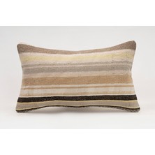 El Yapımı Kilimden Yapılmış Vintage Kırlent Kılıfı, Yün, 30X50 cm