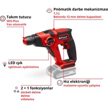 Einhell Akülü Kırıcı Delici TE-HD 18/12 Li - Solo Power X-Change (2+1 fonksiyon: delme/darbeli delme/vidamala, 1.3 J, SDS+, 12 mm beton delme kapasitesi, akü ve şarj cihazı dahil değildir) - 4513970
