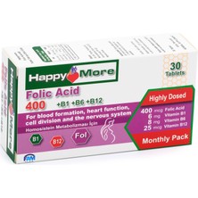 Happymore Folik Asit ve B Grubu Vitaminler Içeren 30 Tablet Takviye Edici Gıda