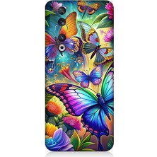 Huawei Honor 90 Uyumlu Çiçekler Arasında Kelebekler  Desenli Silikon Kılıf