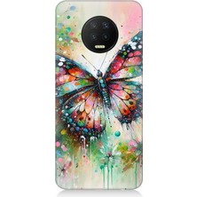 Infinix Note 7 Uyumlu Parıltılı Kanatlı Gökkuşağı Kelebeği  Desenli Silikon Kılıf
