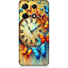 Infinix Note 30 Pro Uyumlu Saat ve Kelebek Zamanı  Desenli Silikon Kılıf