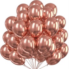 Krom Bakır Balon 10 Adet Parlak Aynalı Balon – 12 Inç, Metalik Renkli Parti Balonu (10’lu Paket)