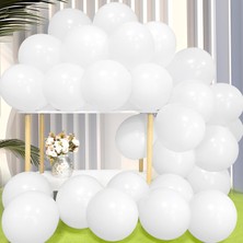 10 Adet Metalik Beyaz Balon Helyum Gazı Uyumlu Doğum Günü, Düğün, Nişan, Bebek Partisi