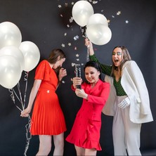 10 Adet Metalik Beyaz Balon Helyum Gazı Uyumlu Doğum Günü, Düğün, Nişan, Bebek Partisi