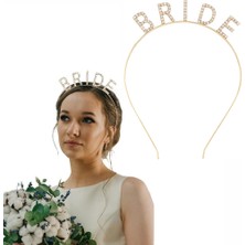 Altın Gold Renk Bekarlığa Veda Kristal Taş Bride Tacı Ithal