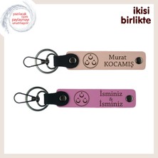 Isim Eklenebilir Şık Hediye – Üç Ayyıldız Motifli Kişisel Isimli Anahtarlık Takımı, Yavru Ağzı-Pembe