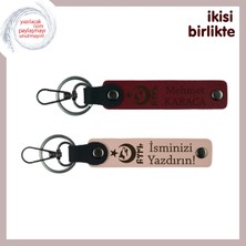 Ayyıldız Kurt Göktürk Zarif Anı – Kişisel Isimli Anahtarlık Hediye Takımı 2' Li, Bordo-Yavru Ağzı