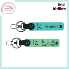 Birlikte Geçen Günleri Onurlandıran Hediye – Ayyıldız ve Türkiye  Anahtarlık X2 Set, Turkuaz-Yeşil