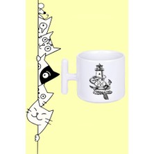 Deniz Feneri Pusula Çapa Gemi Halat Tasarım Baskılı Beyaz T Sap Kupa Bardak