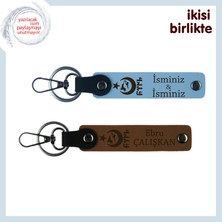 Manevi Değeri Yüksek Hediye, Ayyıldız Kurt Göktürk Anahtarlık Takımı 2' Li Set, Gök Mavi-Kahve