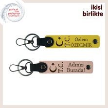 Sevgililik Yıldönümüne Özel Armağan, Ay Yıldız Tc Kişiselleştirilebilir Anahtarlık, Sarı-Yavru Ağzı