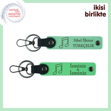 Sahne Arkasındaki Kahramanlara, Notalı Hediyelik Deri Anahtarlık Takımı, Açık Yeşil-Fıstık Yeşil