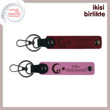 Kankaya Doğum Günü Armağanı – Çocuk ve Ayyıldız, Kişisel Isimli Anahtarlık Takımı, Bordo-Pembe