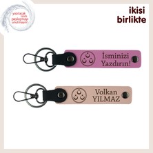 Aşkın ve Sadakatin Sembolü – Eşe Özel Üç Ayyıldız Desenli Anahtarlık Takımı, Pembe-Yavru Ağzı