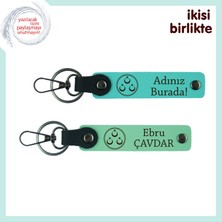 Birlikte Geçen Günleri Onurlandıran Hediye – Üç Ayyıldızlı Deri Anahtarlık X2 Set, Turkuaz-Yeşil