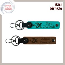 Anı Niteliğinde Unutulmaz Hediye – Ayyıldız Kurt Göktürk Kişisel Anahtarlık Seti, Koyu Turkuaz-Kahve