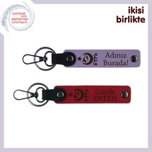 Vatan Sevgisini Yansıtan Ayyıldız Kurt Göktürk Temalı Anahtarlık – Kişiye Özel Armağan, Mor-Kırmızı