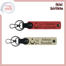 Kayınpedere Vatan Temalı Saygı Hediyesi – Ay Yıldız Tc, Isimli Anahtarlık Seti, Nar Çiçeği-S Kahve