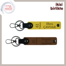 Gönülden Bağlı Trabzonluya Hatıra Niteliğinde Isim Yazılabilir Anahtarlık Seti X2' Li, Sarı-A Kahve