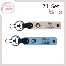 Sevgiliye Yön Gösteren Simgesel Hediye, Kişisel Anahtarlık Takımı, Pudra-Gök Mavi