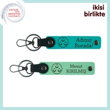 Yeni Mezun Subaya Kutlama Armağanı – Üç Ayyıldız Temalı Isimli Anahtarlık 2'li, Koyu Turkuaz-Yeşil