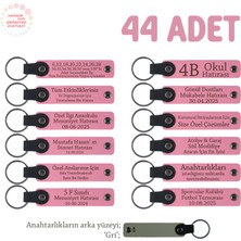 Pembe & Gri, Branş Öğretmenlerine Teşekkür Hediyesi, 44'lü Kişiselleştirilebilir Hatıra Anahtarlık