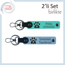 Veterinerlik Mezununa Sevimli Mezuniyet Hediyesi, Kalpli Pati Desenli Anahtarlık Seti, Turkuaz-Mavi