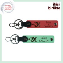 Derin Anlamlı Armağan – Ayyıldız Kurt Göktürk Temalı Kişisel Anahtarlık Seti, Nar Çiçeği-Yeşil