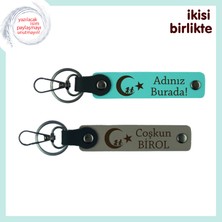 Sevgiliye Bir Hatıra – Çocuk ve Ayyıldız Desenli Anahtarlık Takımı, Turkuaz-Kül Gri