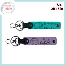 Kamp Alanında Biten Günler Için Hatıra, Karavan Temalı Anahtarlık Takımı, Koyu Turkuaz-Mor Menekşe