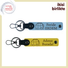 Içinde Özgürlük Olan Armağan, Karavan Temalı Anahtarlık Takımı, Özel Isim Yazılabilir, Gök Mavi-Sarı