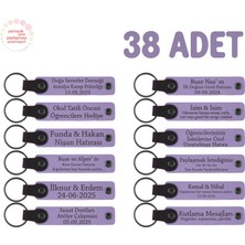 Tiyatro Ekibne Teşekkür Hediyesi, 38'li Set, Kişiye Özel Deri Hatıra Anahtarlık, Mor Menekşe